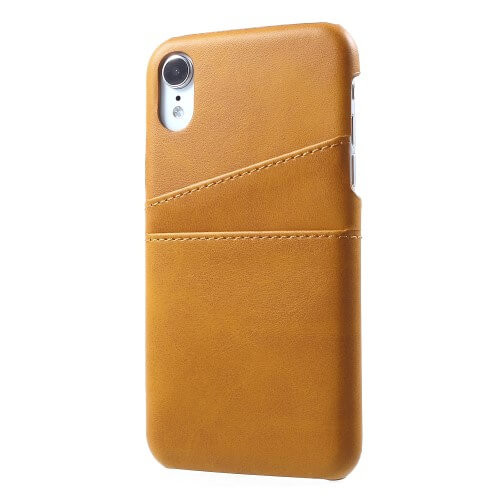 Casecentive Leren Wallet back case iPhone XR tan