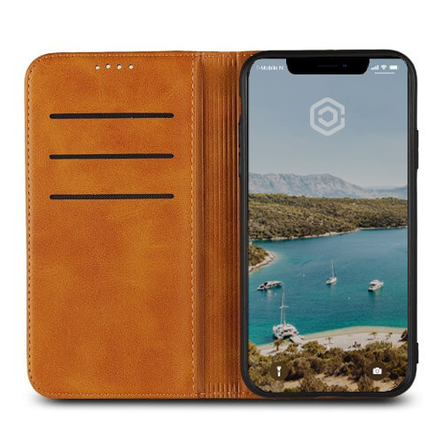 Casecentive Leren Wallet case iPhone XR tan